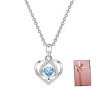 Licer Girls Beating Heart Copper Plated Platinum Pendant Necklace For Women