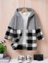 Boys' Cozy Plaid Fleece-lined Hooded Jacket - Thick Warm & Stylish For Fall/winter Outdoor Adventures