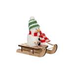 Snowman Foam With Wood Sleigh 5.3X13X11.5CM - Green Beanie