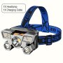 Strong Light Headlamp 5-LED Aircraft Light USB Rechargeable Head Mounted Small Flashlight Outdoor Mining Headlamp