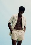 Seersucker Swim Shorts - Beige