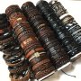 10PCS Men's Bracelet Set Creative Bracelets In Any Mix Of Hand-woven Black And Brown Color Men's Pu Leather Hand Accessories