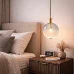 Modern Globe Hanging Light - White Blue - Blue