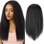 Anjo Beauty Yaki Straight Synthetic Wig For Women - 150% Density Transparent Lace Front Heat Resistant Fiber
