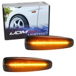Ijdmtoy Smoked Lens Amber Full LED Front Side Marker Lights Compatible With Mitsubishi Lancer Evo X Mirage Outlander Sport Power
