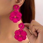 Layered Floral Statement Earrings Elegant & Cute Style Fashionable Vibrant Flower Earrings For Women Chic Simplistic Jewelry Acc
