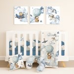 Air Balloon Cot Bedding Set Safari On The Go Blue