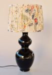 Black Bulbous Lamp Base With Floral Birdsshade 66X35CM