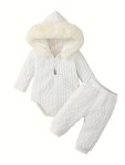 Baby Clothing Sets Girls Hooded Long Sleeve Romper And Pants Outfit