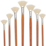 Dugato Fan Brushes For Painting And Pottery Glazing Set Of 7 Natural Hog Hair Artist Fan Brush For Acrylic Oil Watercolor Painti