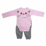 Girls 3 Piece Set In Pink & Grey - Neutral Onesize