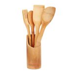 5 Piece Bamboo Kitchen Cooking Tools Utensils Set Spatulas Spoons
