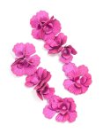 Fuschia Pink Coated Metal Triple Flower Drop Earrings