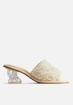 Studio: Beaded Leather Mules - Yellow & White