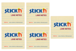 Adhrsive Sticky Notes With Lines Pastel Yellow 76MM X 76MM - Pack 5