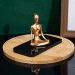 1PC Resin Golden Yoga Girl Figurine Meditation Room Decor Home Decor Zen Decor Shelf Accent Tabletop Decor Inspirational Sculptu