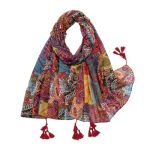 Yeieeo Boho Scarf For Women Lightweight Floral Printed Scarf Fall Winter Fashion Fringed SHAWL38
