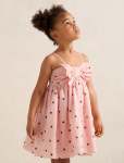 Helena Girls Bow Dress - 9-10 Yrs Pink Saxton Spot