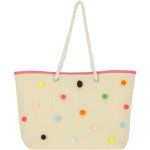 Clicks Straw Beach Bag With Pom Poms