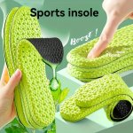 1PAIR High Elastic Shock Absorption Insoles Available For Men And Women Green Black Sweat-absorbing Breathable Soft Insoles For