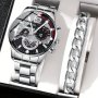2 Pcs Silvery Quartz Watch Zinc Alloy Strap Zinc Alloy Pointer Zinc Alloy Case And Alloy Bracelet Valentine's Day Easter Ramadan Gift For Friends