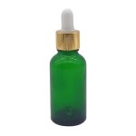 30ML Green Glass Aromatherapy Bottle With Pipette - White & Gold Collar 18 78