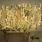 1PC 20 LED Green Leaf Lamp String Yard Light - Perfect For New Year Decorations And Outdoor Lighting - Includes Batteries 2M 6.5