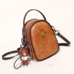 Ladies Bee Encrusted Pu Leather Sling Bag - Brown
