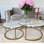 Kcw: Accent Marble Top Nesting Tables With Gold Frame