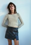 Flatlock-seam Long-sleeved Top - Light Khaki Green
