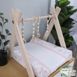 Changing Mat Cover Long Eared White Bunny Patchwork