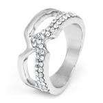 Silver-tone Double Band With Crystal Inlay - XX Large