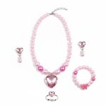Heart Stretch Necklace & Bracelet Set Girls' Butterfly Jewelry For