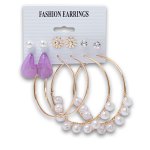 Fashion Pearl Earrings 6 Pair - Gold