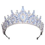 Sweet 16 Crown Blue Opal Crystal Homecoming Headband Quinceanera Hair Accessory For Women Light Blue 18