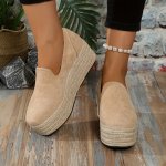 Women's All-season Fashion Sneakers - Casual Espadrille Platform With Thick Sole Perfect For Vacation & Casual Attire