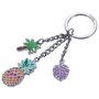 Keyring: Pineapple Palm Tree And Tropical Leaf Charms