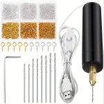 Electric Resin Drill Set Including 400 Golden And Silvery Eye Screws 8 Twist Drill Tools Electric MINI Drill With Wrench Hexagon