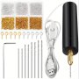 Electric Resin Drill Set Including 400 Golden And Silvery Eye Screws 8 Twist Drill Tools Electric Mini Drill With Wrench Hexagonal Mandrel Vise Resin