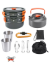 Aluminum Camping Cookware 10 Piece Set & Portable Camping Gas Stove