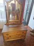 Solid Oak Dressing Table With Mirror