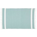 Dhurrie Tabby Duck Egg With White Stripe Bath Mat - Bedside Mat - 75 X120 Cm