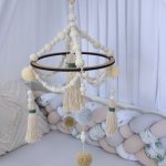 Cot Mobile Beige And Grey Tassels With A Touch Of Sage Green