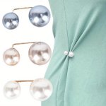 1 3PCS Elegant Faux Pearl Buckles Waist Brooch Tightening Waistband Clothing Accessories