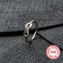 925 Silver Inlaid Zirconia Infinity Symbol Thin Band Ring Simple Style Versatile Finger Accessory