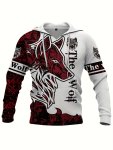 The Wolf Print Hoodie Cool Hoodies For Men Men's Casual Graphic Design Pullover Hooded Sweatshirt Streetwear For Winter Fall As