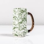 Hero Mug - 300ML - Matt White Spatter With Bronze Handle