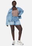 Curvy Fit Bermuda Straight High Denim Shorts - Light Denim Blue