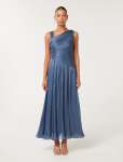 Nya Metallic Asym Maxi Dress - 16 Danish Blue