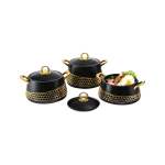 3 Piece Stainless Steel Hot Pot Set Plain Black & Gold